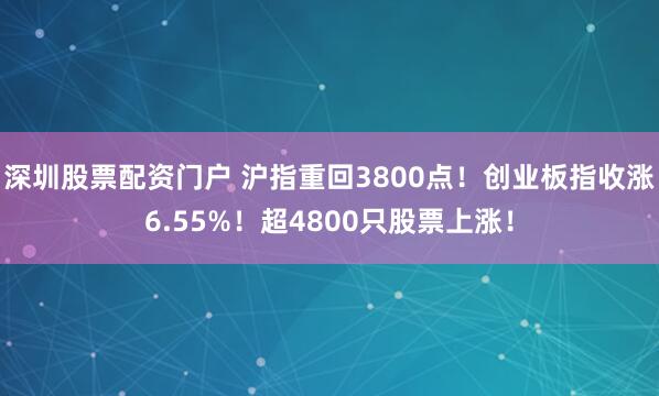 深圳股票配资门户 沪指重回3800点！创业板指收涨6.55%！超4800只股票上涨！